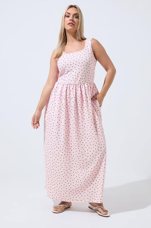  LIMITED COLLECTION Curve roze maxi-jurk met stippen