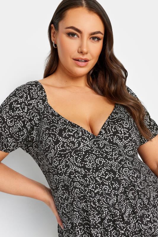 YOURS Plus Size Black Abstract Swirl Print Wrap Maxi Dress | Yours Clothing 4