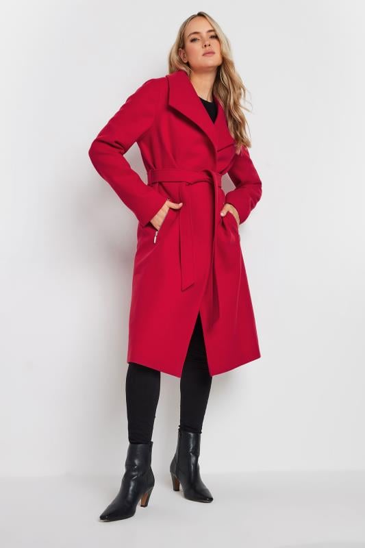 LTS Tall Red Belted Wrap Formal Coat | Long Tall Sally 1