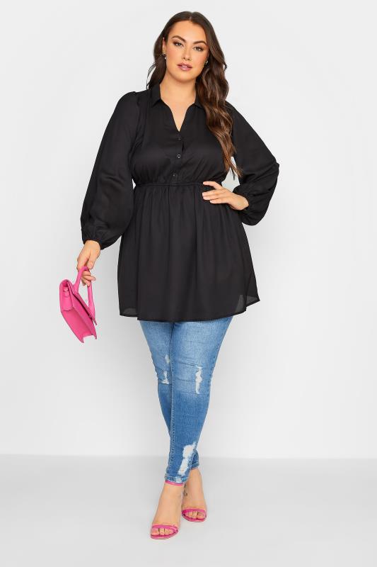 LIMITED COLLECTION Plus Size Black Peplum Blouse | Yours Clothing 2