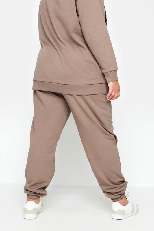 YOURS Plus Size Mocha Brown Cuffed Joggers | Yours Clothing 4