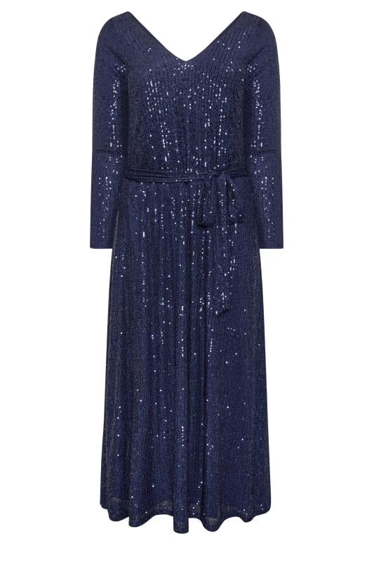 YOURS LONDON Plus Navy Blue Sequin Maxi Dress | Yours Clothing 5