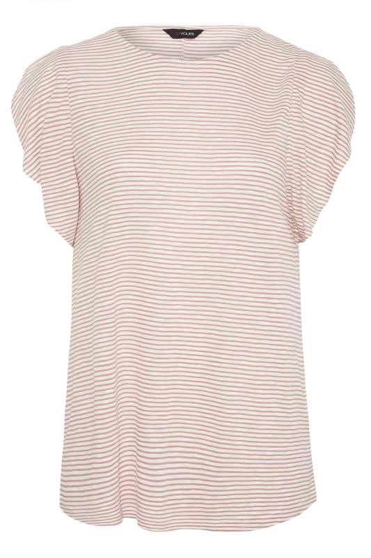 Curve White & Pink Striped Frill Sleeve Top 6