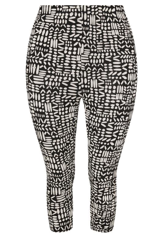 YOURS 2 PACK Plus Size Black Abstract Print Cropped Leggings | Yours Clothing 8