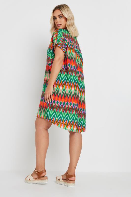 YOURS Plus Size Green Zig Zag Print Tunic Dress | Yours Clothing 3