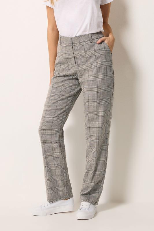  M&Co Brown Check Tailored Straight Leg Trousers