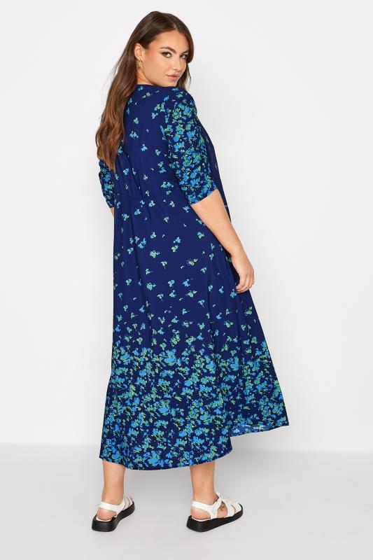 LIMITED COLLECTION Plus Size Blue Floral Tea Dress | Yours Clothing 3