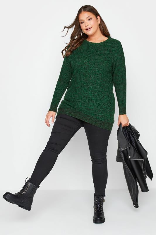 Plus Size Green Twist Essential Knitted Jumper | Yours Clothing 2