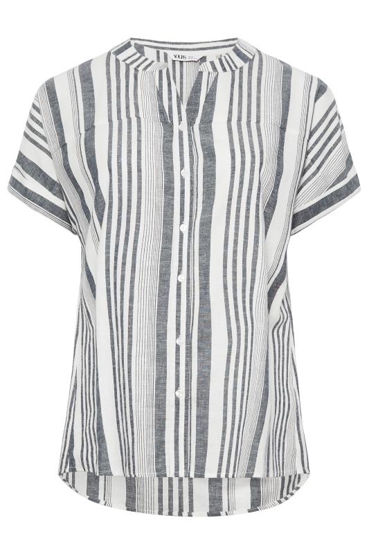 YOURS Plus Size Grey & White Stripe Print Button Through Shirt | Yours Clothing 6