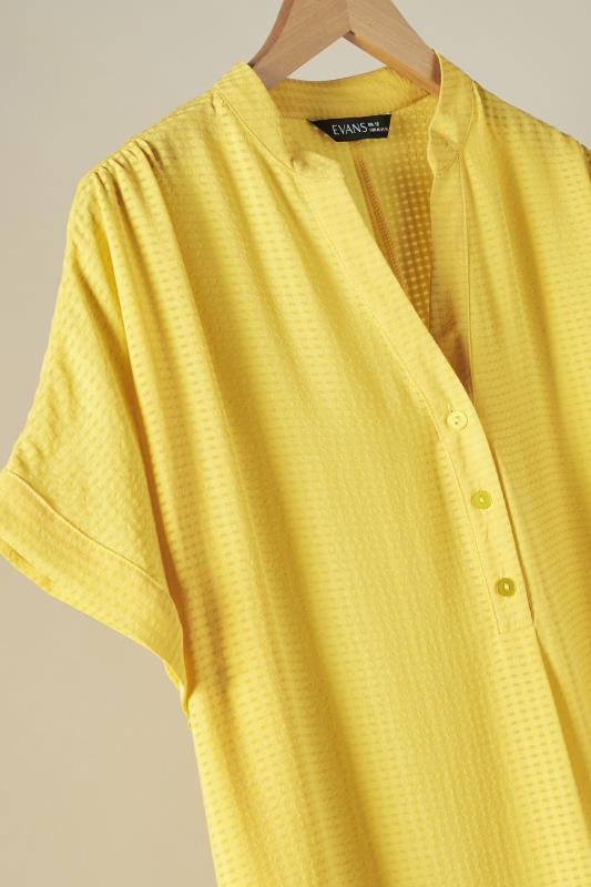 EVANS Plus Size Lemon Yellow Woven Check Blouse | Evans 7