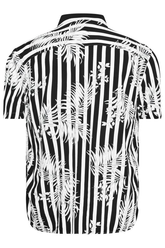 JACK & JONES Black Striped Tropical Print Resort Shirt | BadRhino 4