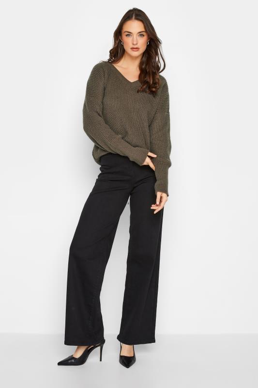 LTS Tall Womens Dark Brown V-Neck Knitted Jumper | Long Tall Sally  2