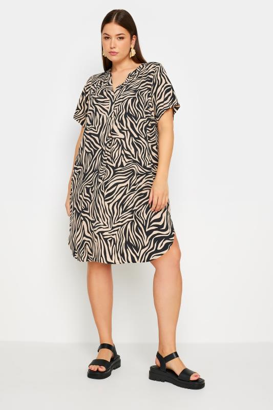 Yours Plus Size Black Zebra Print Tunic Dress | Yours Clothing 1