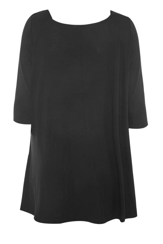 Plus Size Black Envelope Neck Swing Top | Yours Clothing 7