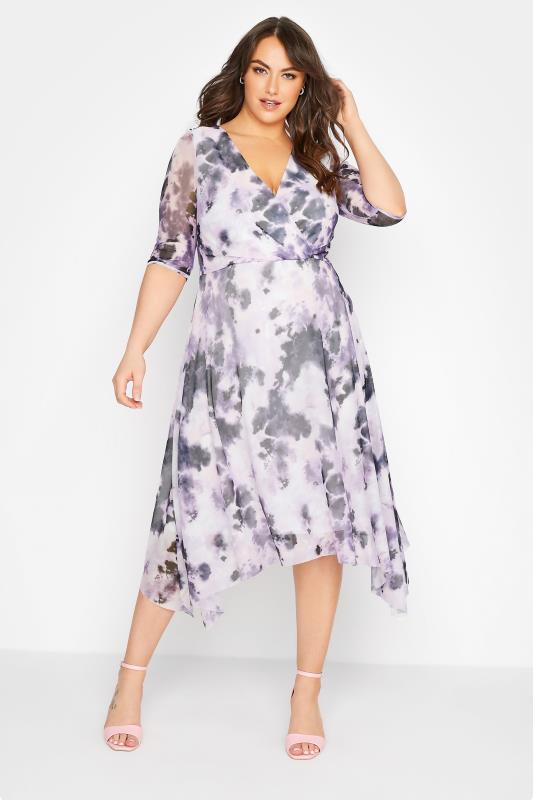 YOURS LONDON Curve Pink Marble Print Wrap Dress 1