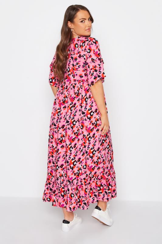 Curve Pink Leopard Print Maxi Dress 3
