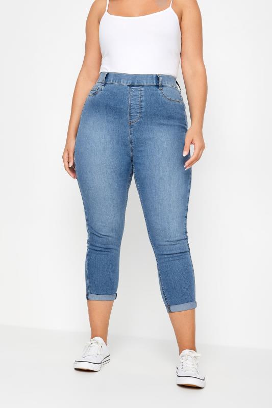  Grande Taille YOURS Curve Blue Turn Up Cropped GRACE Jeggings