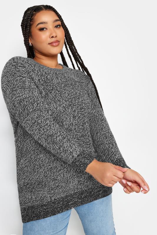  Grande Taille YOURS Curve Black & White Essential Knitted Jumper