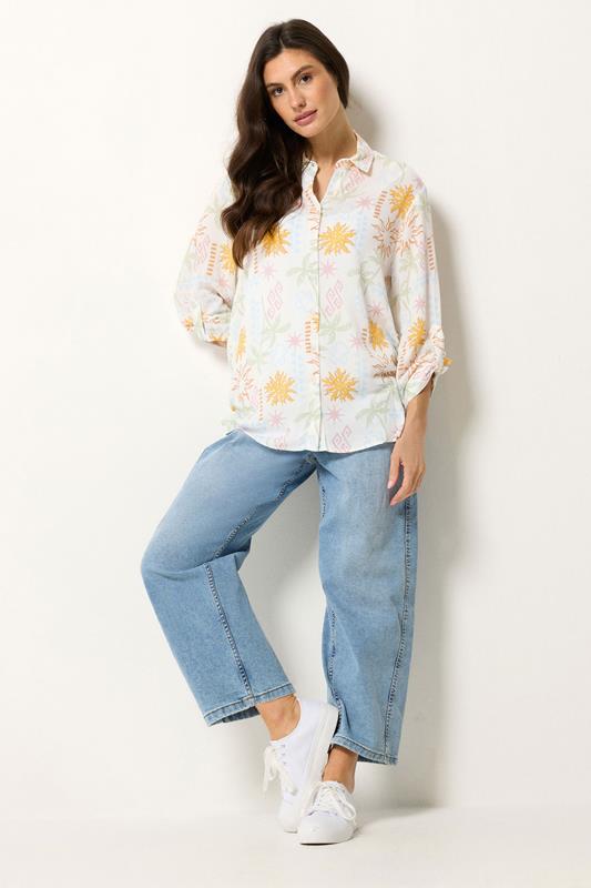 M&Co White Tropical Print Shirt | M&Co 1