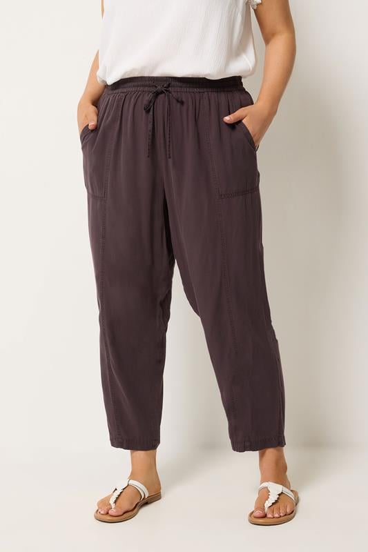  YOURS Pantalon violet en tissu chambray et coupe barrel