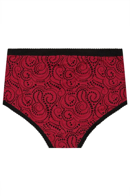 5 PACK Red Swirl Heart Print High Waisted Full Briefs | Yours Clothing 7