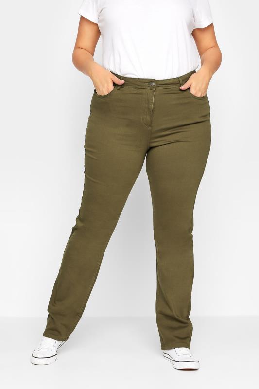  Grande Taille LTS Tall Khaki Green Stretch IVY Straight Leg Jeans