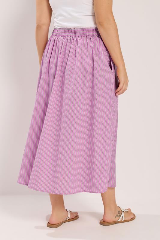 YOURS Plus Size Pink Stripe Midi Skirt | Yours Clothing 4