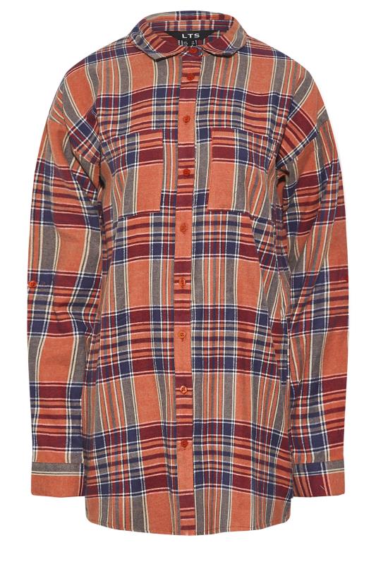 LTS Tall Orange Check Button Through Shirt 6