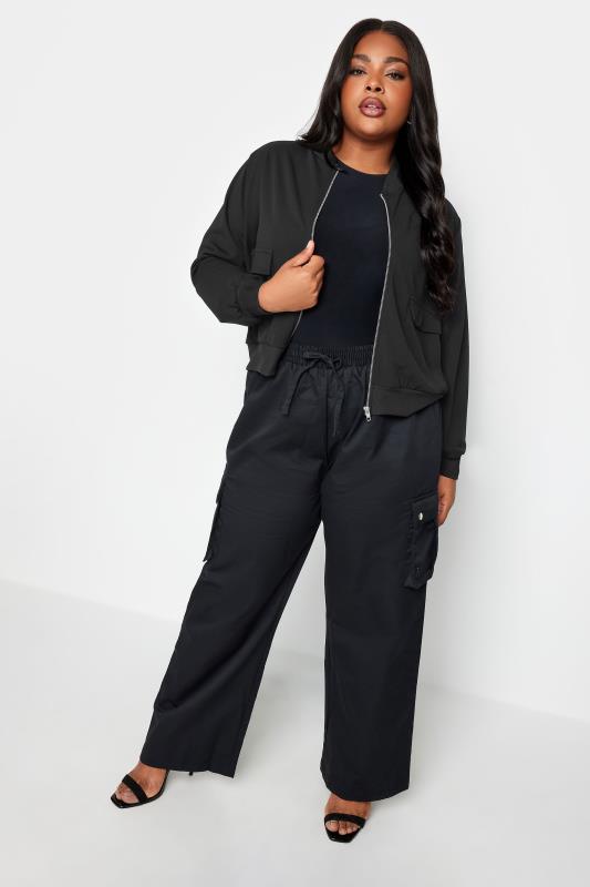 YOURS Plus Size Black Formal Bomber Jacket | Yours Clothing