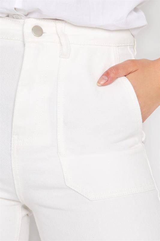 LTS Tall White Cotton Twill Wide Leg Trousers 3