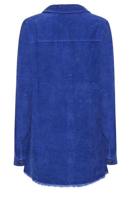 LTS Tall Women's Cobalt Blue Distressed Cord Shacket | Long Tall Sally 7