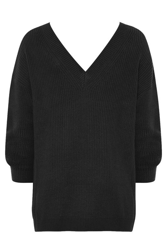 Plus Size Curve Black V-Neck Knitted Jumper | Yours Clothing 6