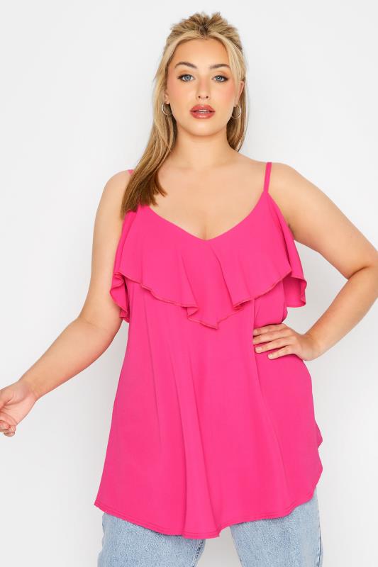 LIMITED COLLECTION Curve Hot Pink Frill Cami Top 1