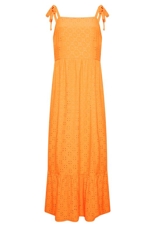 YOURS Curve Plus Size Bright Orange Broderie Anglaise Maxi Dress | Yours Clothing  6