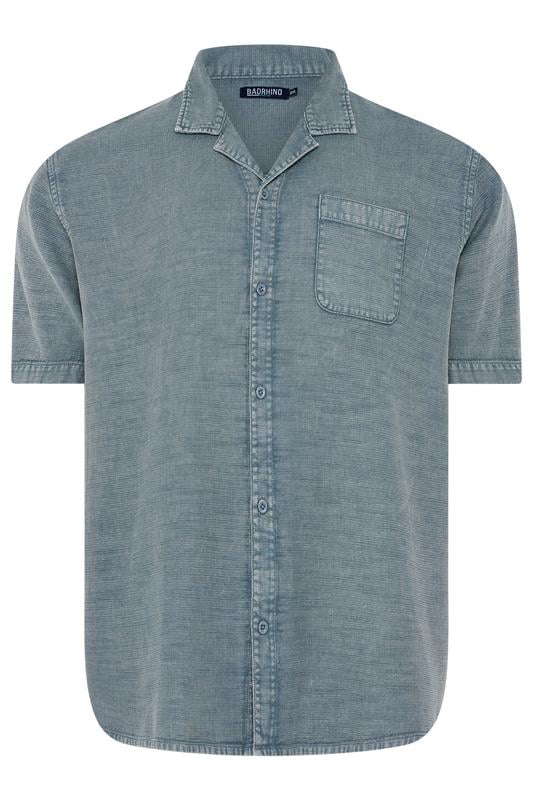 BadRhino Big & Tall Blue Acid Wash Cotton Shirt | BadRhino 6