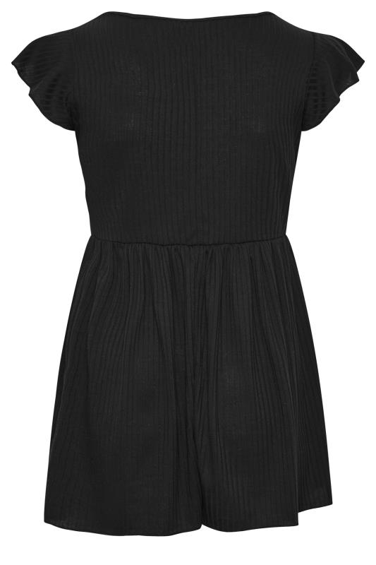 LIMITED COLLECTION Plus Size Black Ribbed Peplum Top | Yours Clothing  7