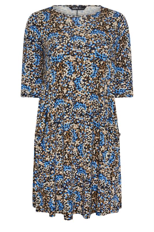 YOURS Plus Size Blue Abstract Print Pocket Dress | Yours Clothing 5
