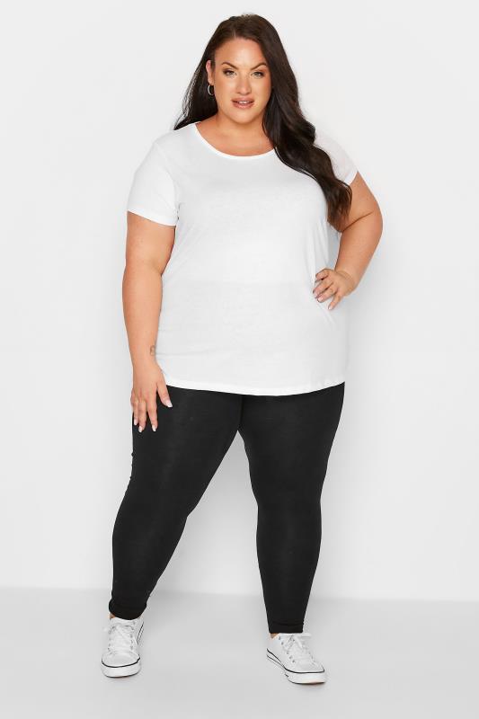 Plus Size 2 PACK Black Cotton Stretch Leggings | Yours Clothing 3