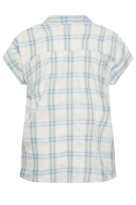 YOURS Plus Size Blue Check Print Collared Shirt  | Yours Clothing 7