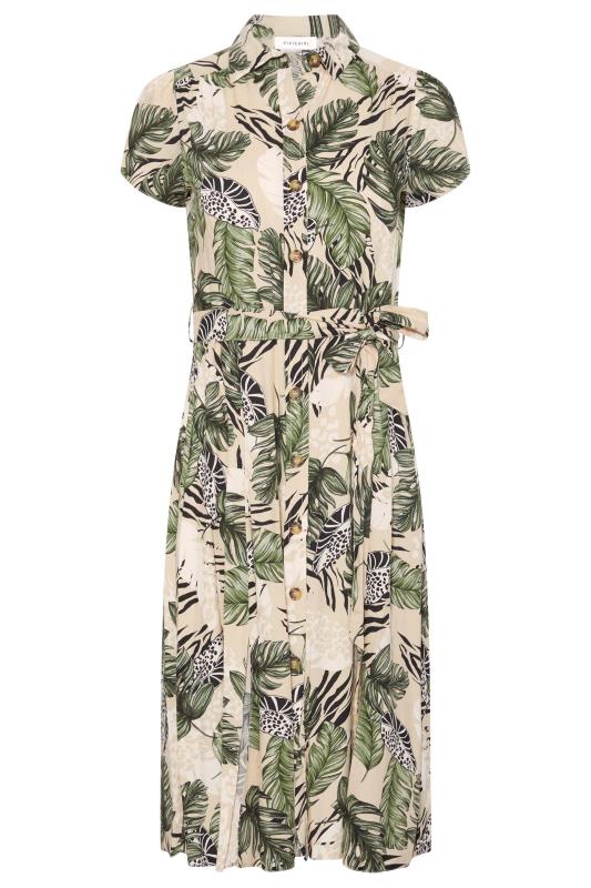 Petite Green Tropical Belted Shirt Dress | PixieGirl 7