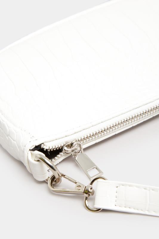 White Faux Croc Shoulder Bag | Yours Clothing 5