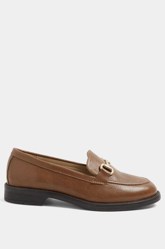 Brown Metal Trim Loafers In Wide E Fit | Yours Clothing 2