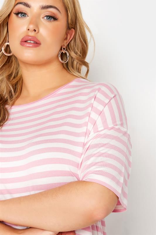 Curve Pink Stripe Oversized T-Shirt 4