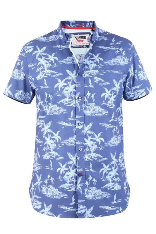  Grande Taille D555 Big & Tall Blue Hawaiian Print Shirt