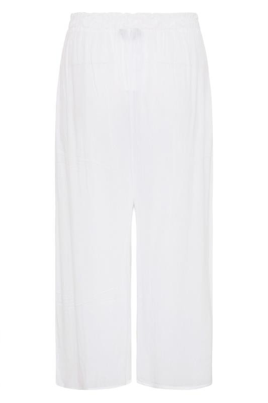 Plus Size White Wide Leg Beach Trousers | Yours Clothing 4