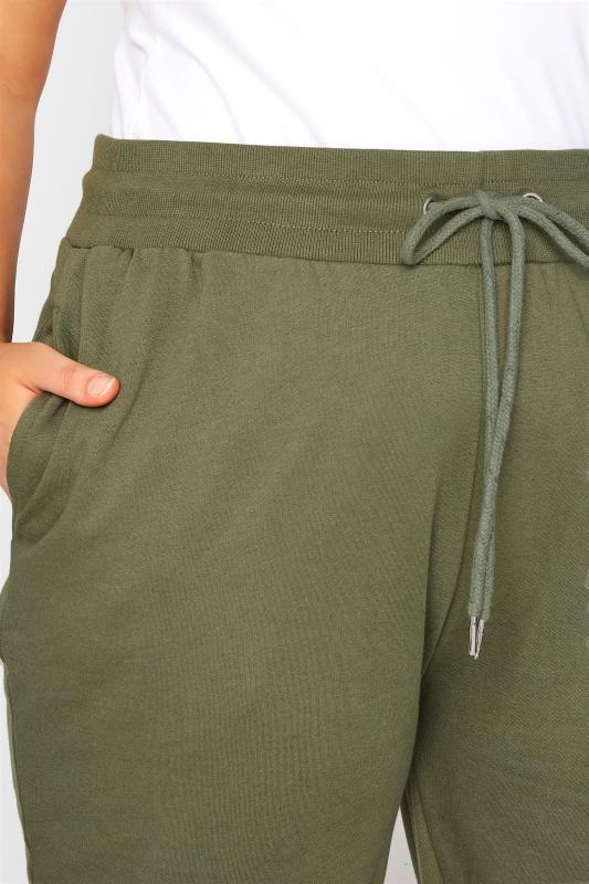 Plus Size Khaki Green Basic Cuff Joggers | Yours Clothing 3