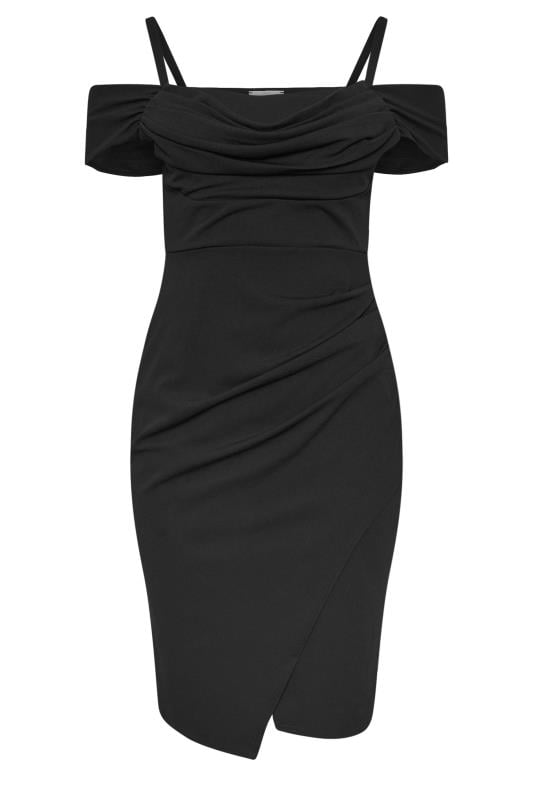 YOURS LONDON Plus Size Black Cold Shoulder Ruched Dress | Yours Clothing 6