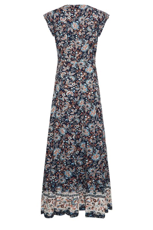 LTS Tall Women's Navy Blue Floral Print Border Maxi Dress | Long Tall Sally 7