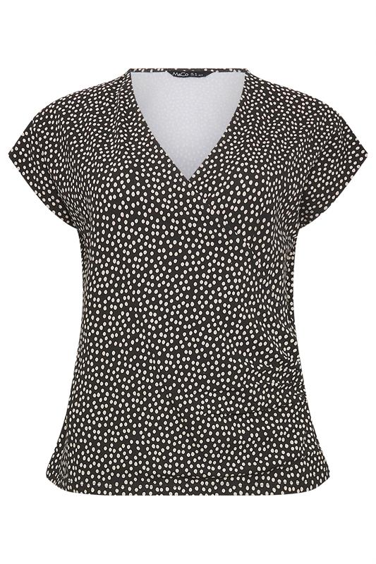 M&Co Black And White Polka Dot Grown-On Sleeve Wrap Top | M&Co 5