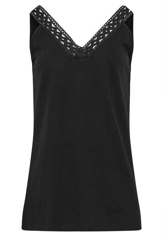 LTS Tall Women's Black Lace Cotton Vest Top | Long Tall Sally 5